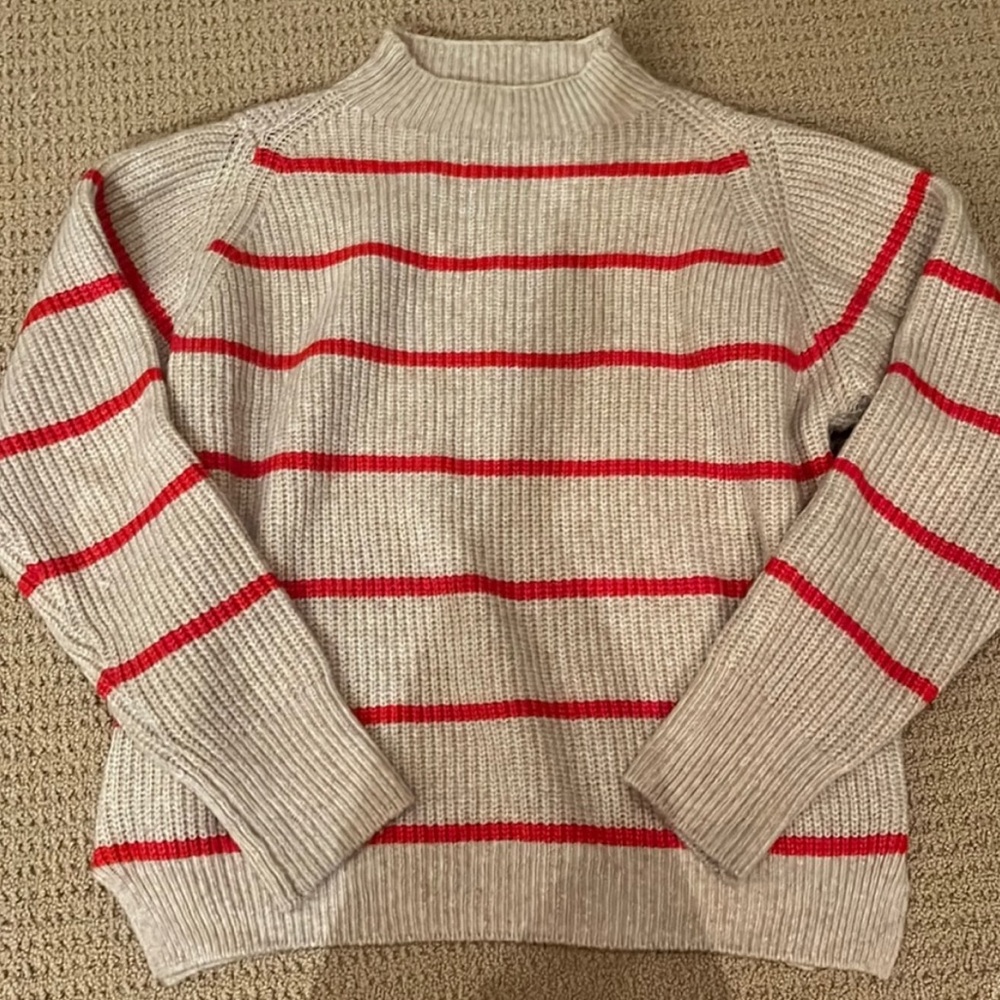Mango Red & Cream Striped Sweater